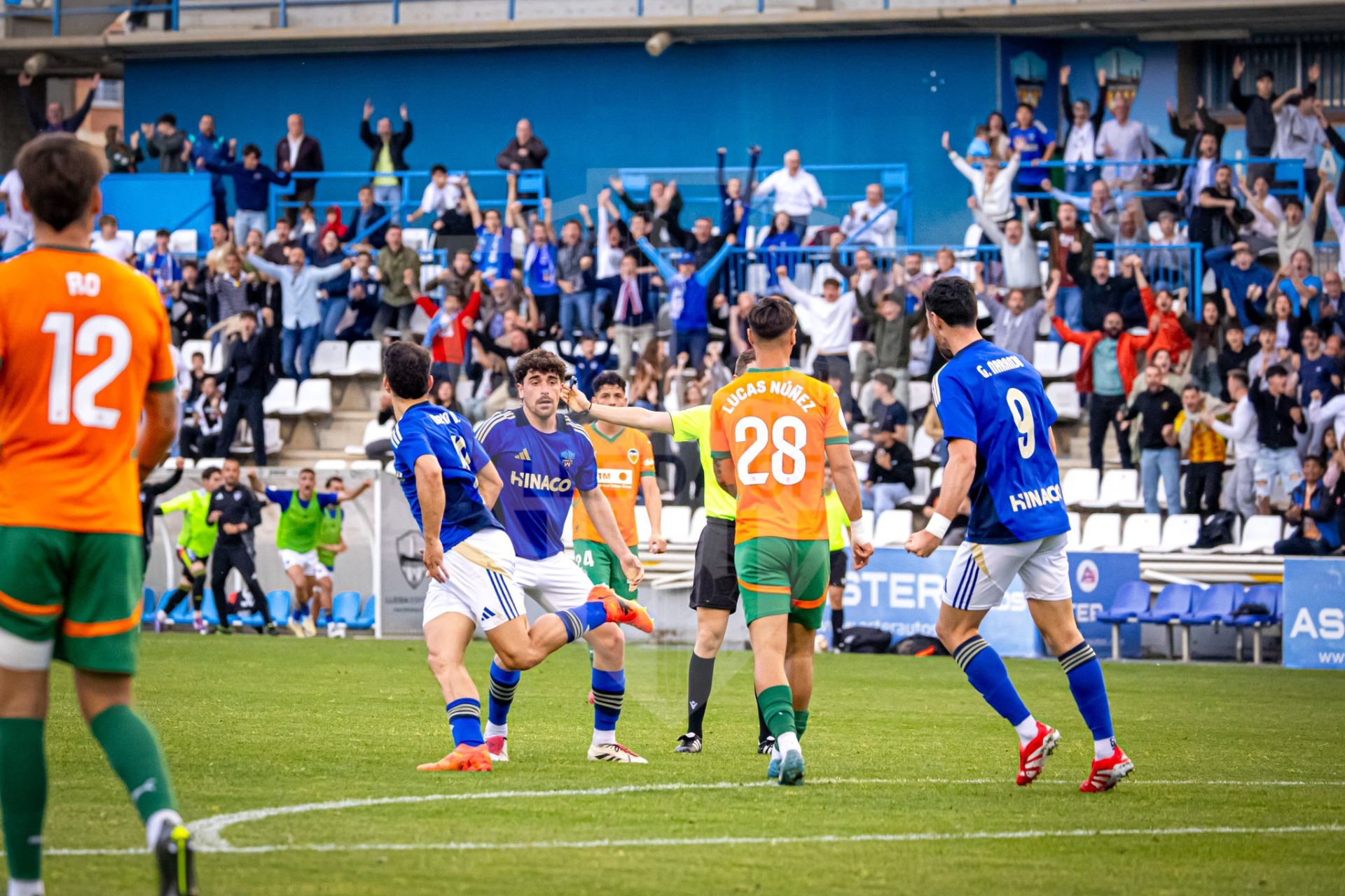 La celebració del segon gol del Lleida davant el VCF Mestalla / Foto: Lleida CF